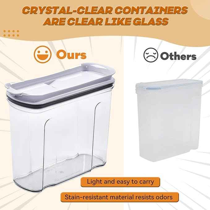 Cereal Containers Storage Set, Airtight Food Storage Container with Lid 4L/135.2oz,4PCS BPA-FREE Plastic Pantry Organization Canisters for Rice Cereal Flour Sugar Dry Food in Kitchen