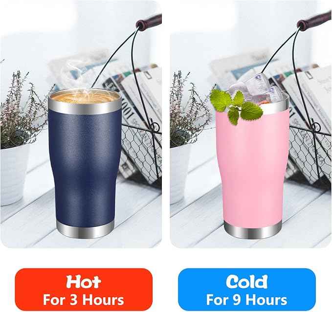 VEGOND 20oz Tumbler Stainless Steel Tumbler Cup with Lid And Straw Vacuum Insulated Double Wall Travel Coffee Mug(Navy Blue 1 Pack)