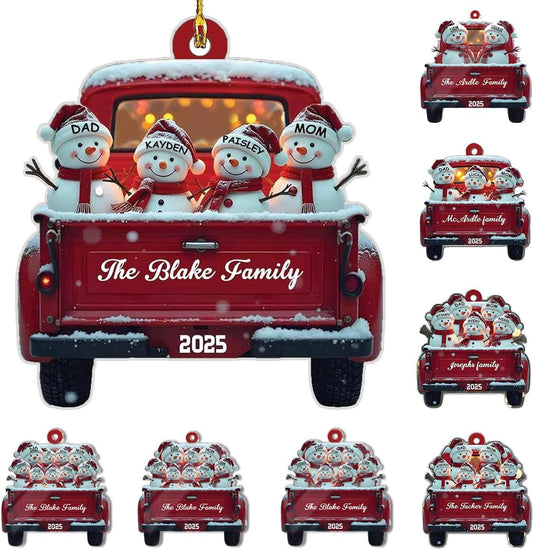 Personalized Christmas Ornaments 2025 Family of 2/3/4/5/6/7/8/9/10 Custom Snowman Ornament with Names and Year, for Family of 2/3/4/5/6/7/8/9/10 Members, Custom Ornament Xmas Gift Idea