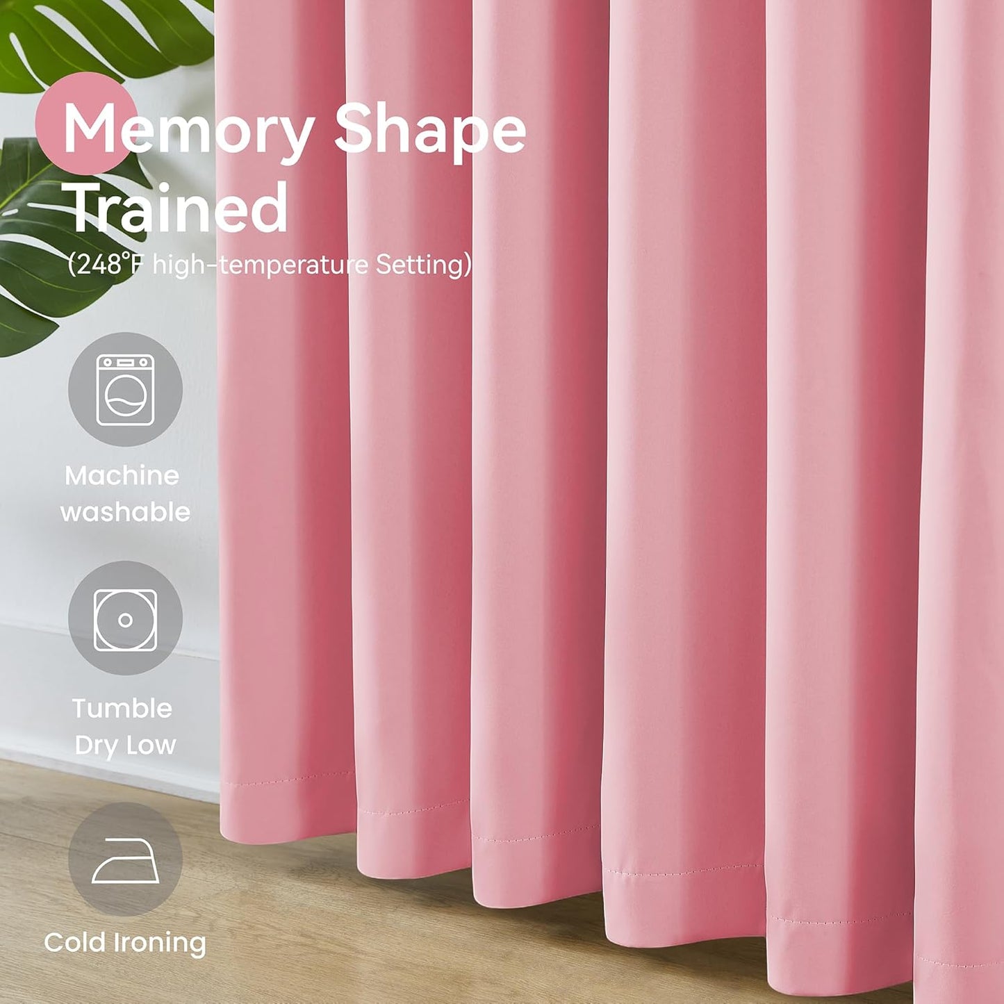 KangBang Rose Pink Window Curtain Panels 96 Inches Long 2 PCs, Pinch Pleated Room Darkening Elegant Curtains for Living Room Nursery with Hooks, Soft & Vertical Modern Lush Decor,40x96 Inch