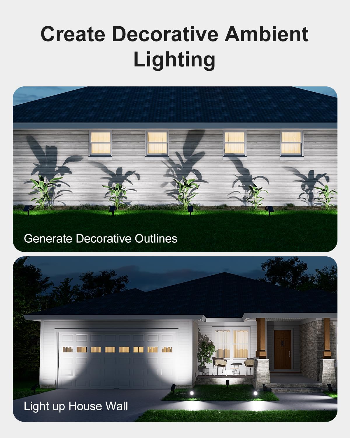 2 Pack Solar Spotlights Outdoor Waterproof for Flag, Tree, Statue, Number Sign, Plant Pot, Bright LED Outside Landscape Flood Lamp for Accent Uplighting Yard, Garden, Driveway, Walkway, Porch, Fence