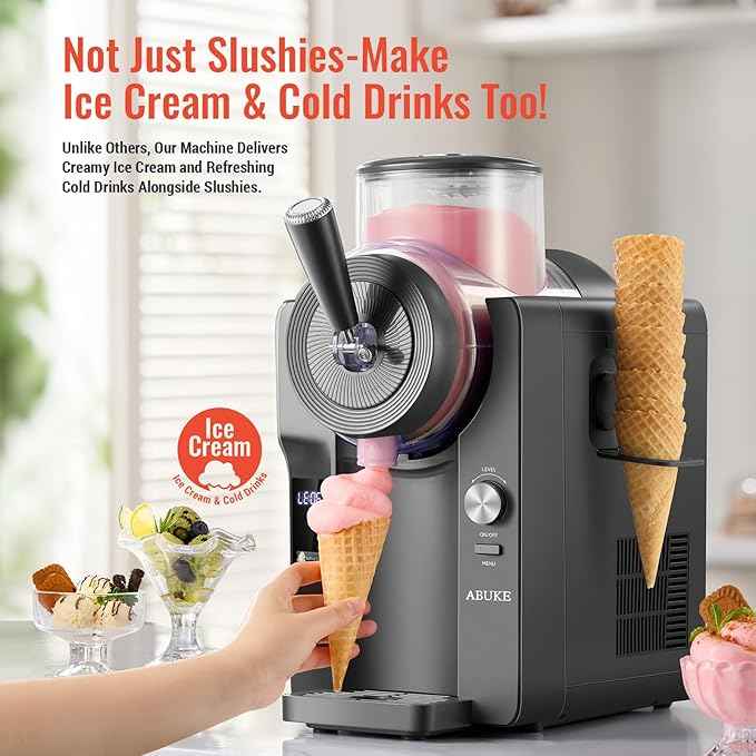 Frozen Drink Machine - Digital Slushie Maker with Multiple Modes, Ice Cream, Milkshake & Smoothie, 68oz Capacity, Self-Cleaning, Gray