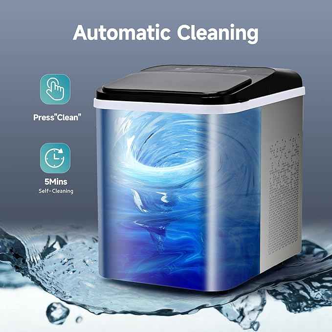 EUHOMY Nugget Ice Makers Countertop, Ready in 8 Mins, 35lbs/24H, Self-Cleaning, Portable Ice Maker Machine with Ice Scoop & Basket, Sonic Ice Maker with Chewable Pellet Ice for Home/Party/RV/Camping