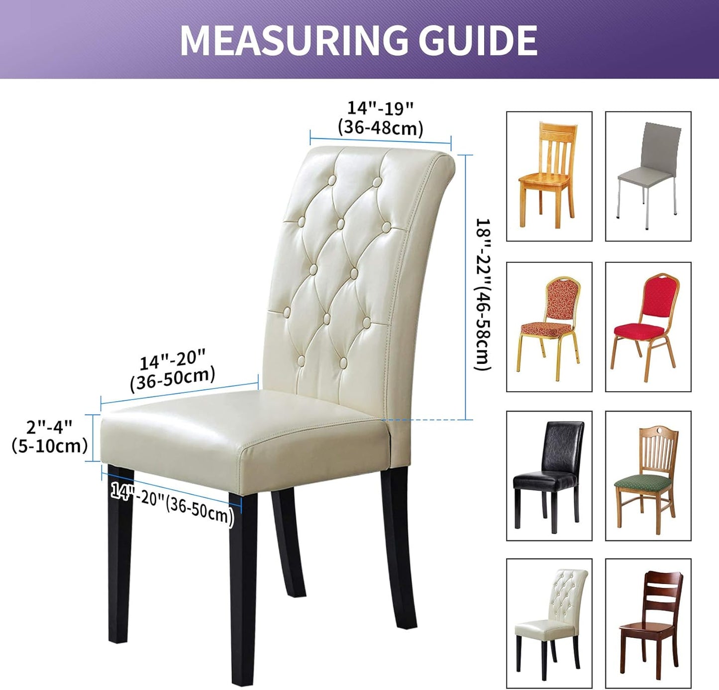 Joccun Chair Covers for Dining Room Set of 2,Dining Chair Slipcovers Stretch Dining Room Chair Covers Seat Protector,Washable Parsons Chair Cover for Home,Hotel,Banquet(Silver,2 Pack)