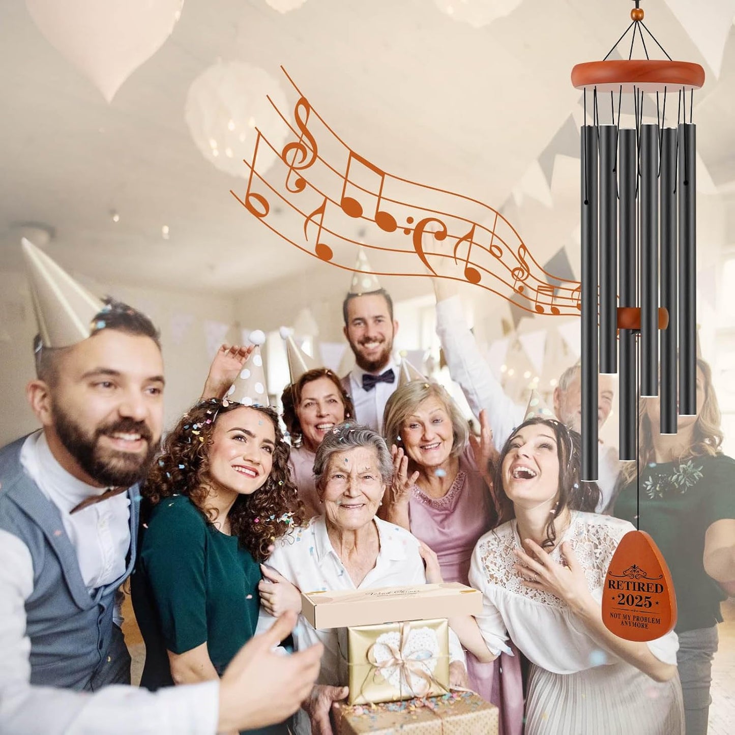 Retirement Gift for Woman Men Coworker Teacher Nurses Friends Mom Dad Grandma Grandpa Retirees, Coworkers Farewell Going Away Gift, 32" Wind Chimes Retirement Decorations