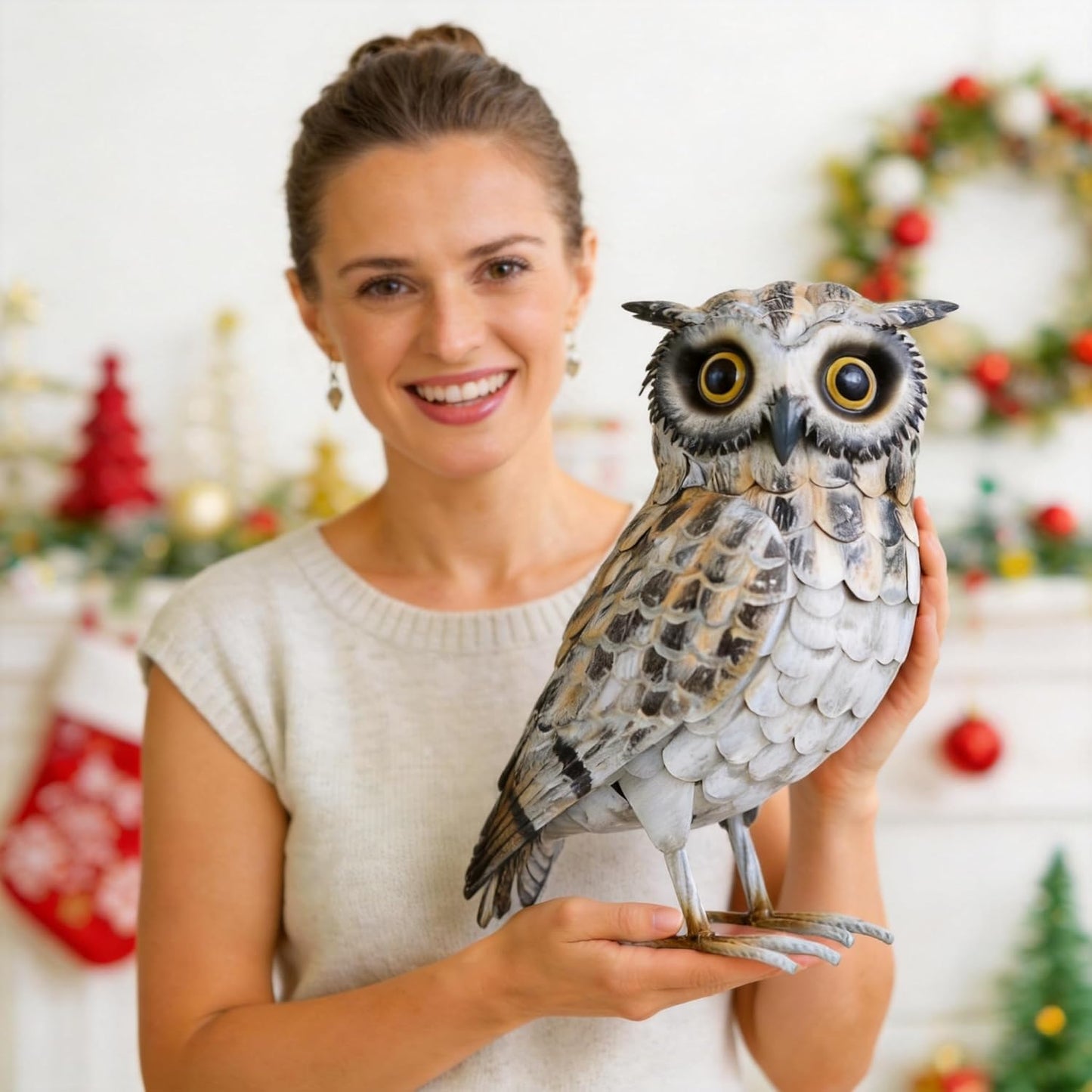 Shorayn Metal Owl Decor Garden Statue Outdoor Sculpture Yard Art for Patio Lawn Backyard Home Decoration Great Gifts