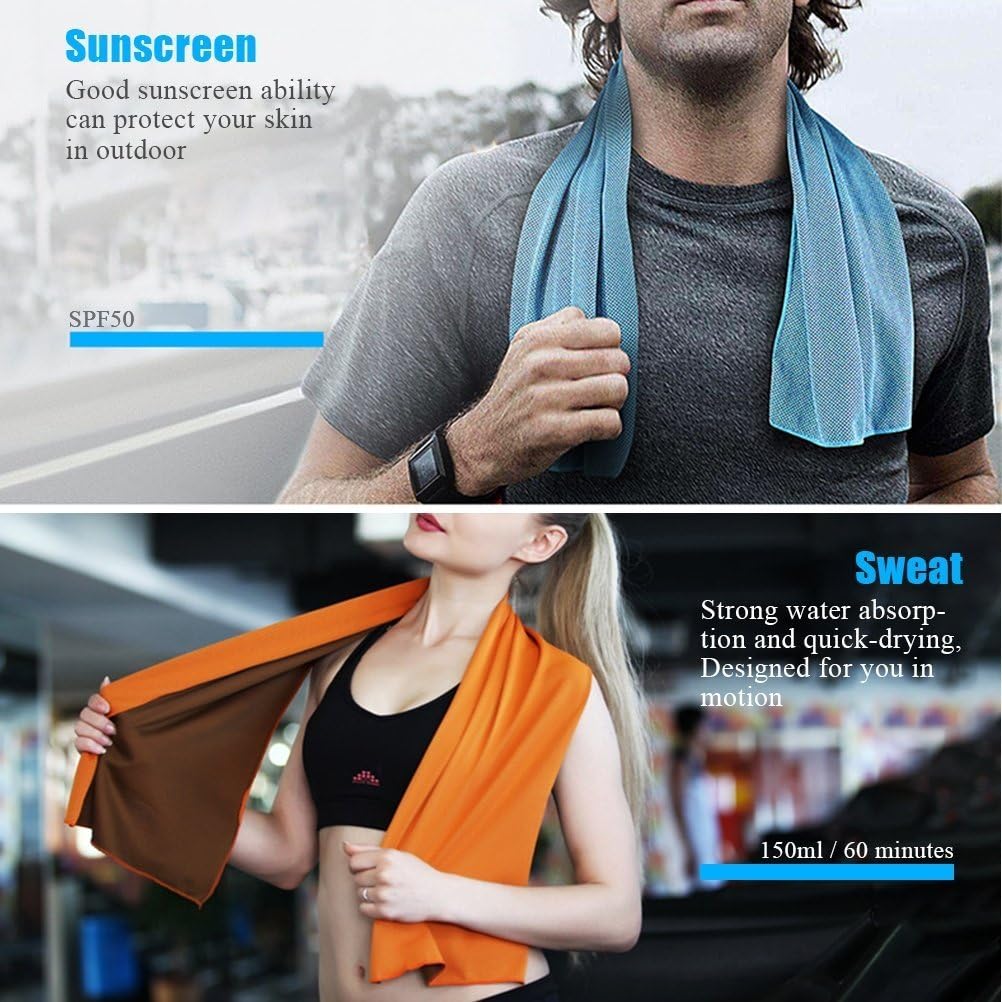 Cooling Towel Microfiber Towels for Instant Relief Sports Towel Headwear for Golf Swimming Football Workout Gym 40"x12" Travel Towel for Sweat,Blue