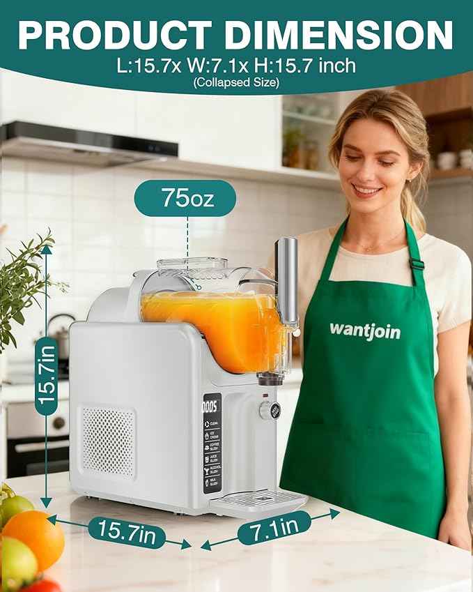 WantJoin 2-in-1 Slushie Machine – 72 oz White Frozen Drink Machines with 6 Preset Modes, No Ice Needed, Quiet and Simple Knob Operation, Frozen Drink Maker for Ice Cream, Margarita & Slushy