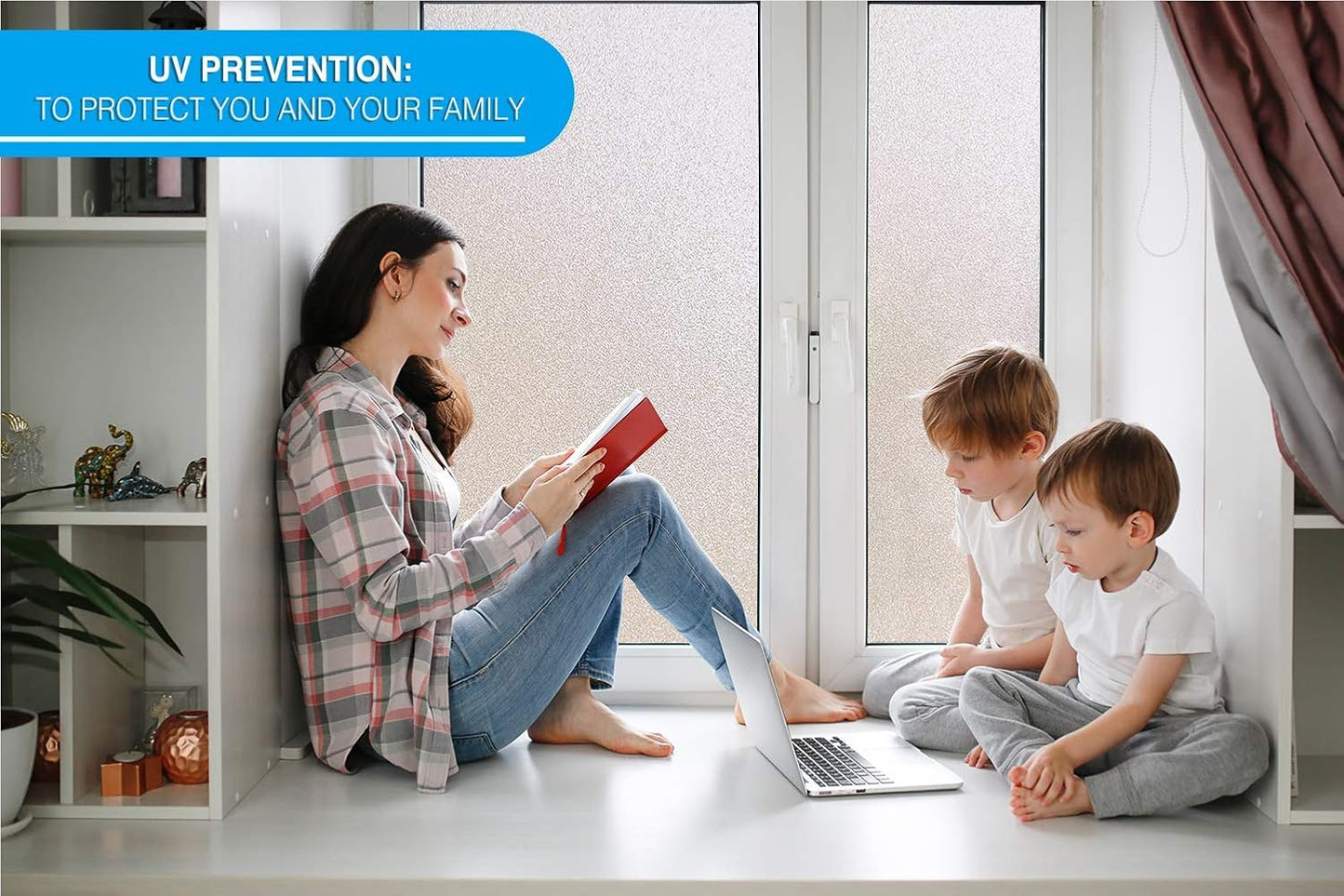 Privacy Window Film: Translucent Static Cling Treatment for Home Security and Decorative Frosted Glass Effect - No Residue, Heat Control, UV Prevention, Easy Removal (Winter Frost, 36 x 144 inches)