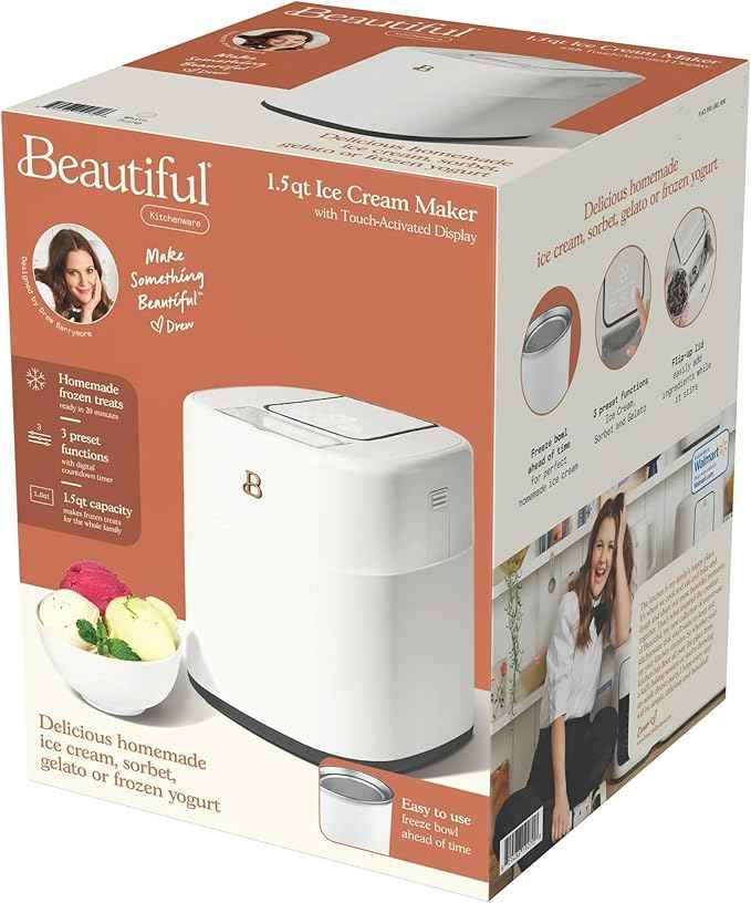 1.5 Quart Ice Cream Maker with Touch Control Panel, Freezer Bowl Design, Compact Electric Machine for Homemade Frozen Desserts, Gelato & Sorbet