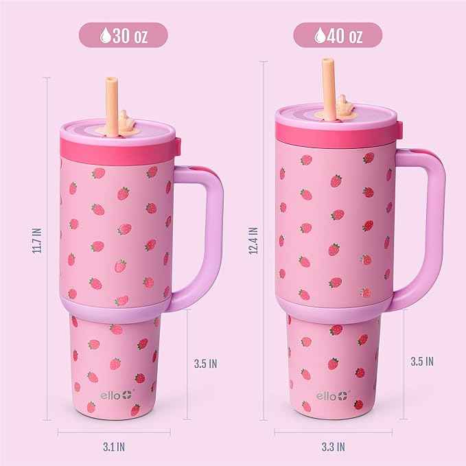 Ello Oasis 40oz Stainless Steel Tumbler - Strawberries