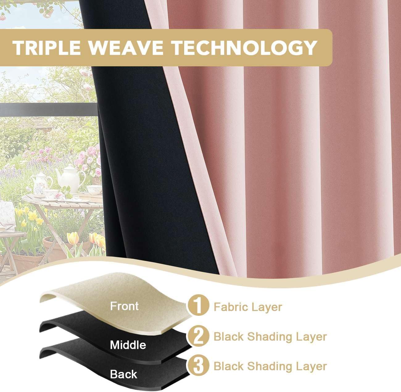 H.VERSAILTEX Blackout Curtains 84 Inch Length 2 Panels Set for Living Room Bedroom, Back Tab Pinch Pleated Thermal Insulated Room Darkening Light Blocking Curtains with Hooks, Baby Pink