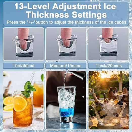 Waleaf 44LBS/24H Countertop Nugget Ice Makers with Timer, 24PCS Ice Cubes Ready in 6 Mins,Portable Auto-Cleaning Ice Maker Machine with 2L Water Tank, for Home Kitchen Camping RV