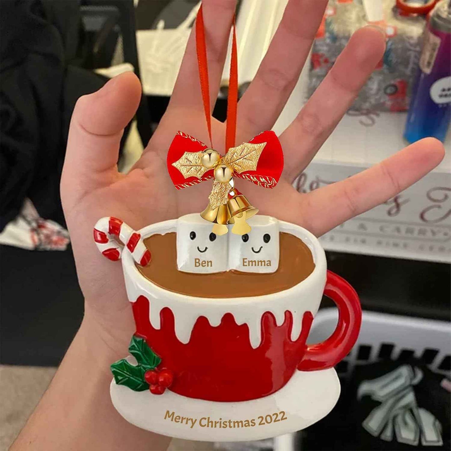 Personalized Christmas Ornament, Family Cup Custom Polyresin Ornament 2025 for Xmas Tree Decoration Holiday Family Decor