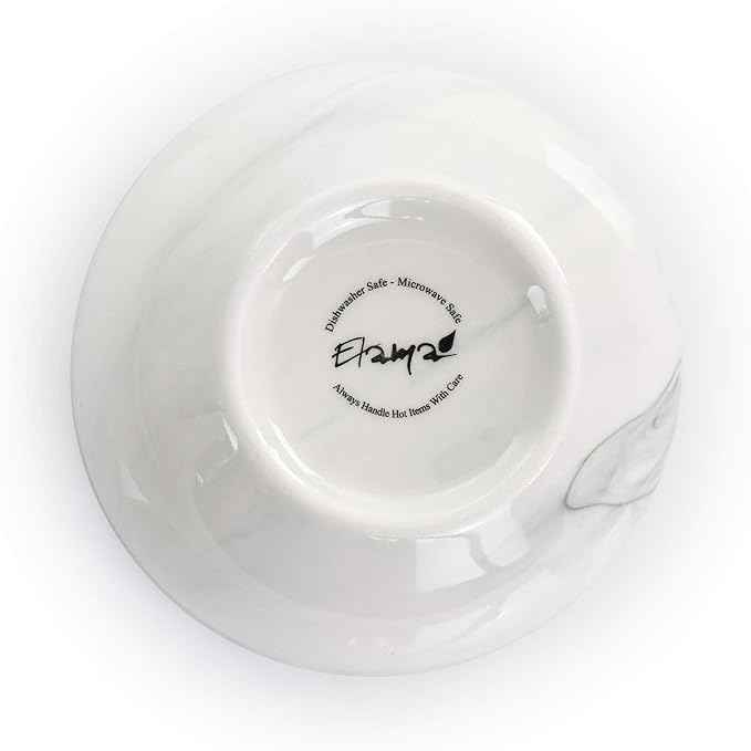 Elama Fine Marble 16 Piece Stoneware Dinnerware Set in Black and White