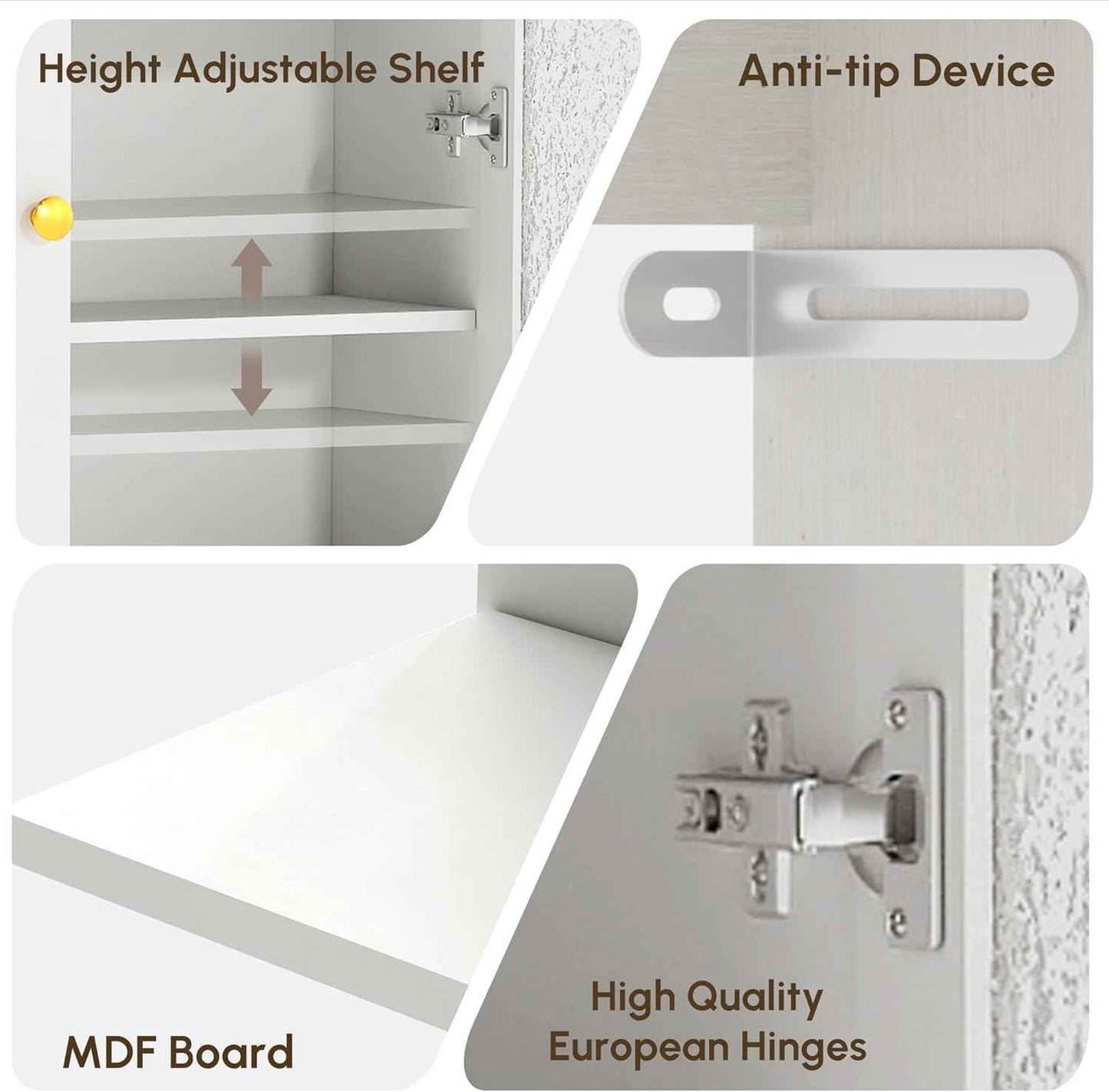 HMstone Over The Toilet Storage Cabinet, Arched Bathroom Organizer and Storage with Acrylic Doors and Adjustable Shelf, Space-Saving Freestanding Bathroom Modern Storage Cabinet Over Toilet