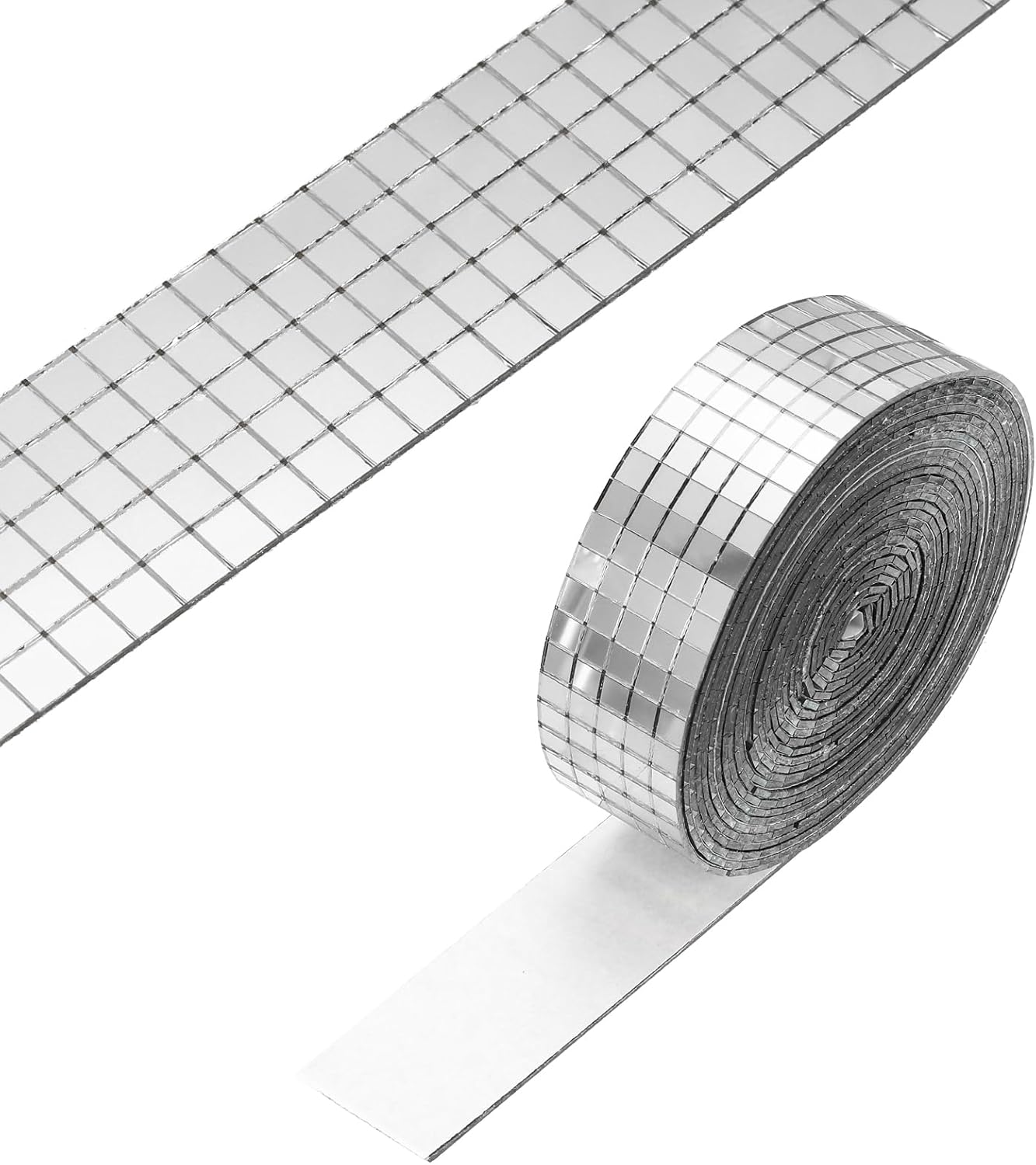 PATIKIL 5x5mm Self Adhesive Mirrors Mosaic Tiles, 3600 Pcs Square Mini Glass Mosaic Disco Tile Sticker for DIY Craft Disco Ball Party Decoration, Silver Tone