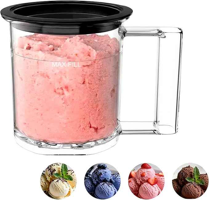 KF-2501 20 oz Pint Replacement Container Cup with Storage Lid for Frozen Treat Makers, Extra Pint for Ice Cream/Gelato/Sorbet Bases, Freezer Storage, Single-Batch Prep (1-pack)