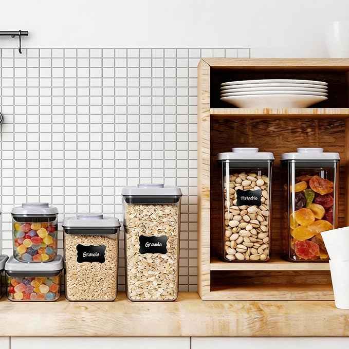 12 Pcs Pop Containers Set, Airtight Food Storage with Lids, Push Button BPA-Free Bulk Set for Large Family & RV, 0.65QT/0.7QT/1.8QT/2.4QT for Cereal, Flour, Sugar, Commercial Kitchen Storage