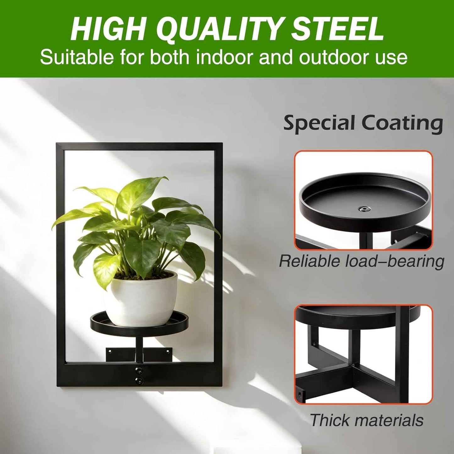 Picture Frame Wall Planters Set of 3, Modern Metal Hanging Shelves for Plants, Rustproof Wall Mount Flower Pot Holder for Indoor Outdoor, Decorative Plant Stand for Living Room Patio, White