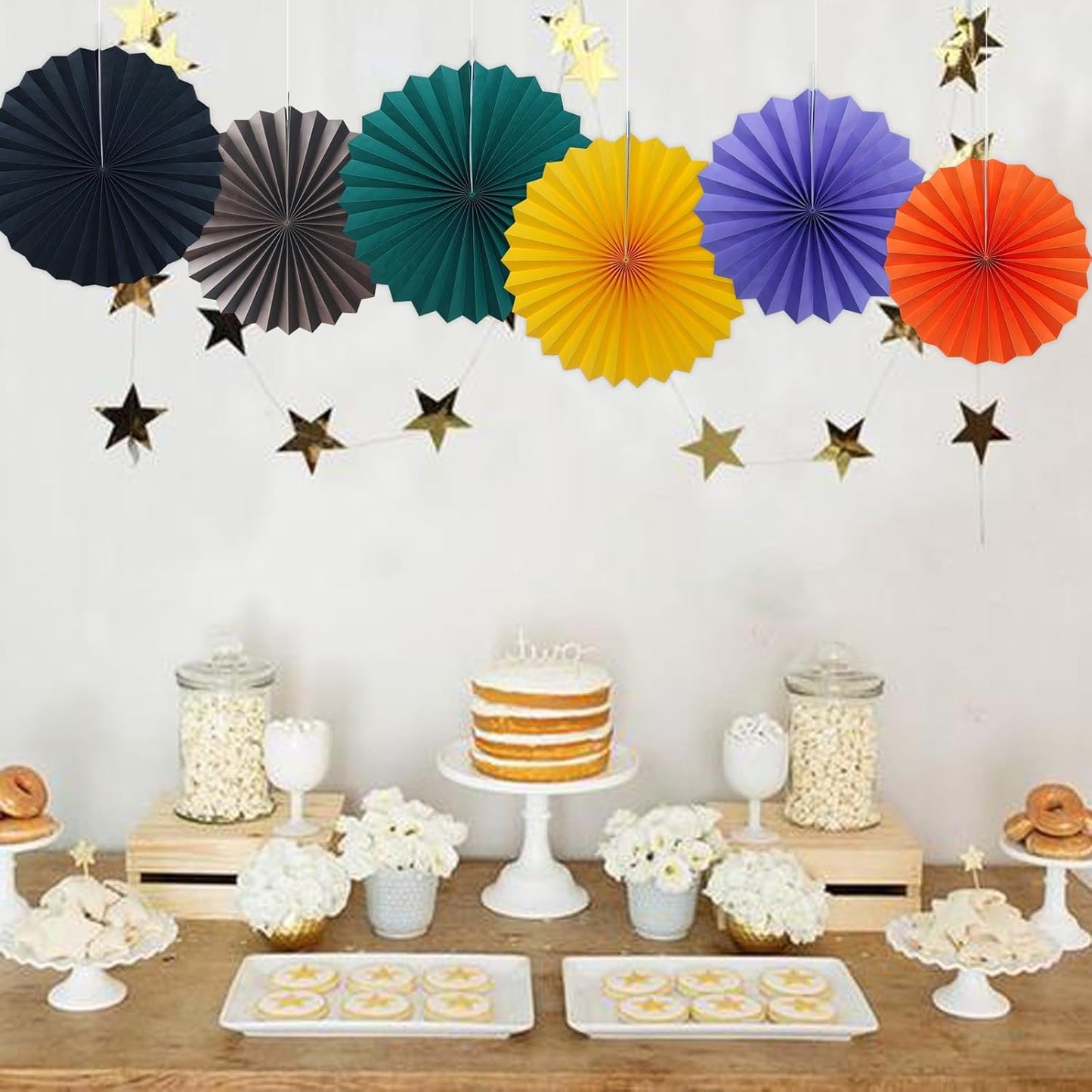 BARTHEW Coffee Party Decorations,Coffee Birthday Decorations,Party Events Accessories,Coffee Themed Party,Friends Party16in Hanging Paper Fans 30 Color DIY Set(Coffee))