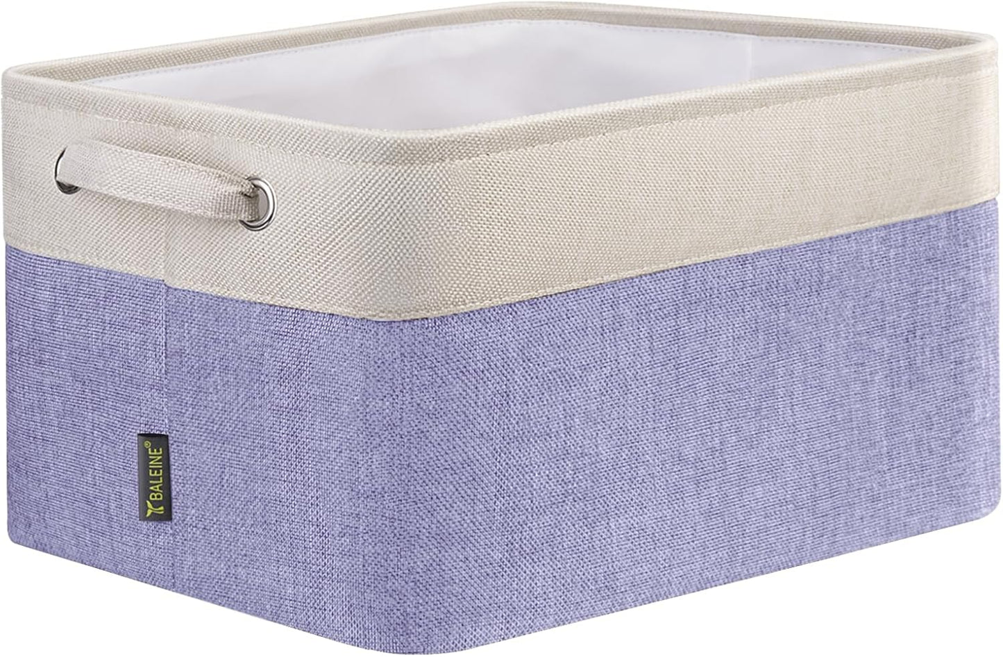 BALEINE 1 Pack Fabric Storage Bins for Shelves, Linen Storage Baskets for Organizing, Decorative Closet Bins for Clothes, Home (Lavender, 12"x8"x8")