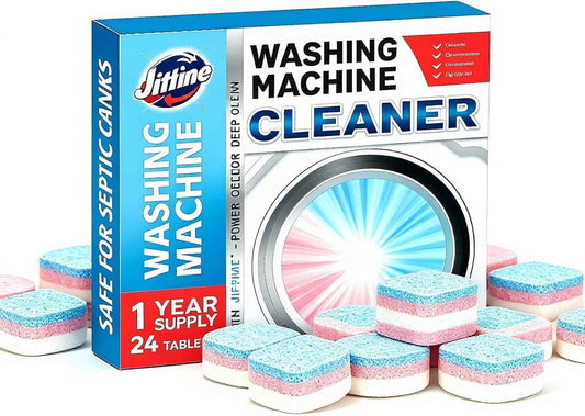 Washing Machine Cleaner Descaler 24 Pack, washing machine cleaning tablets deep Cleaning for HE Front Loader & Top Load Washer, Septic Safe Deodorizer,Clean Drum and Tub Seal,12 Month Supply
