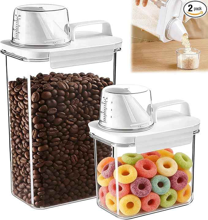Rice Storage Dispenser And Cereal Container -Airtight Food Storage Organizers BPA-free Plastic Kitchen Pantry Storage Containers food-grade PET material Suitable for rice, grains
