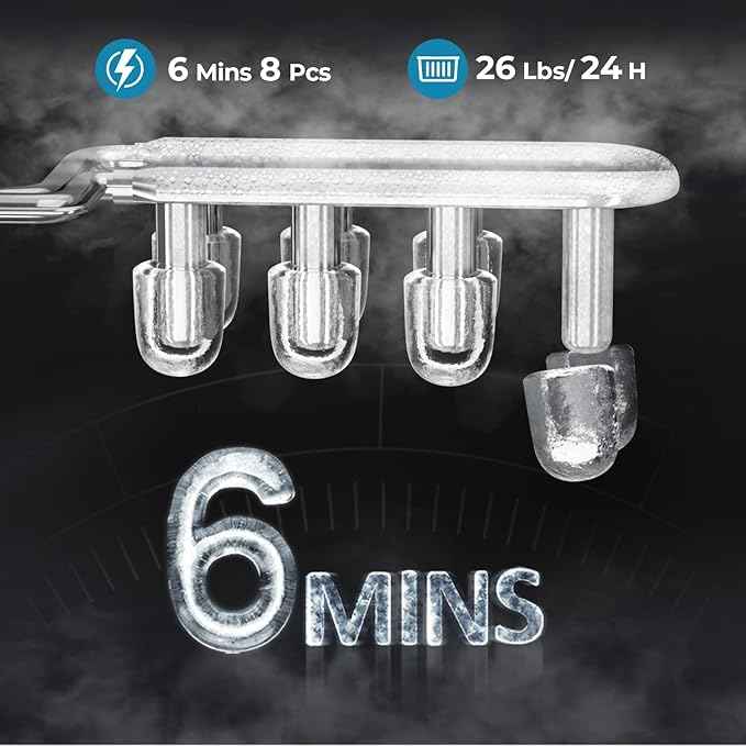 Countertop Ice Maker Machine, 8 Ice Cubes in 6 mins, 26lb/Day Bullet Ice with 2 Sizes- Portable Mini, Energy Saving & Basket/Scoop for Home/Party/Travel/Camping/Bar,Purple