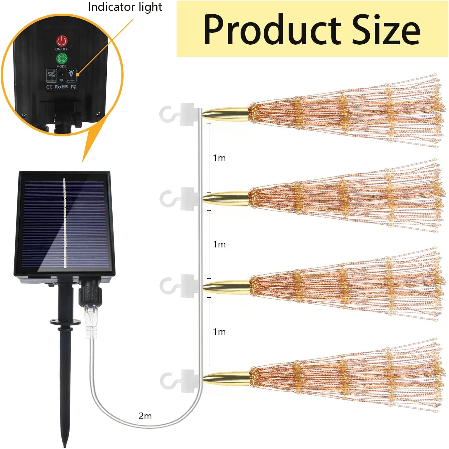 4 Pcs 800LED Solar Starburst Sphere Lights,Firework Light Remote Control Timer 8 Modes Dimmable Waterproof Hanging Fairy Lights, Sparkly Light for Patio Garden Tent Outdoor(Warm White)