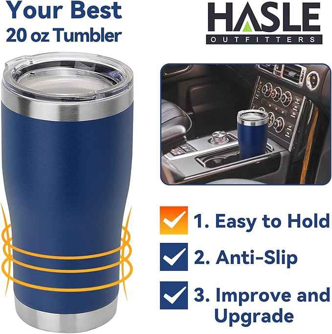 HASLE OUTFITTERS 20 oz Tumbler Bulk, Stainless Steel Tumblers with Lid, Vacuum Insulated Tumbler, Double Wall Powder Coated Cup, coffee mugs, Navy Blue, 12 Pack