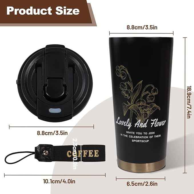 Insulated Coffee Tumbler 17.9oz 530ml Travel Coffee Mug 316 Stainless Steel Dual Drink Openings Leakproof Lid Reusable Insulated Coffee Mug Hot and Cold Ideal Travel Mug for Coffee Lover Daily