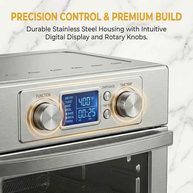 OLIXIS Air Fryer Toaster Oven Combo Extra Large, 23QT Convection Oven Countertop 4 Functions in 1, 4 Accessories Included, Stainless, Up to 450°F
