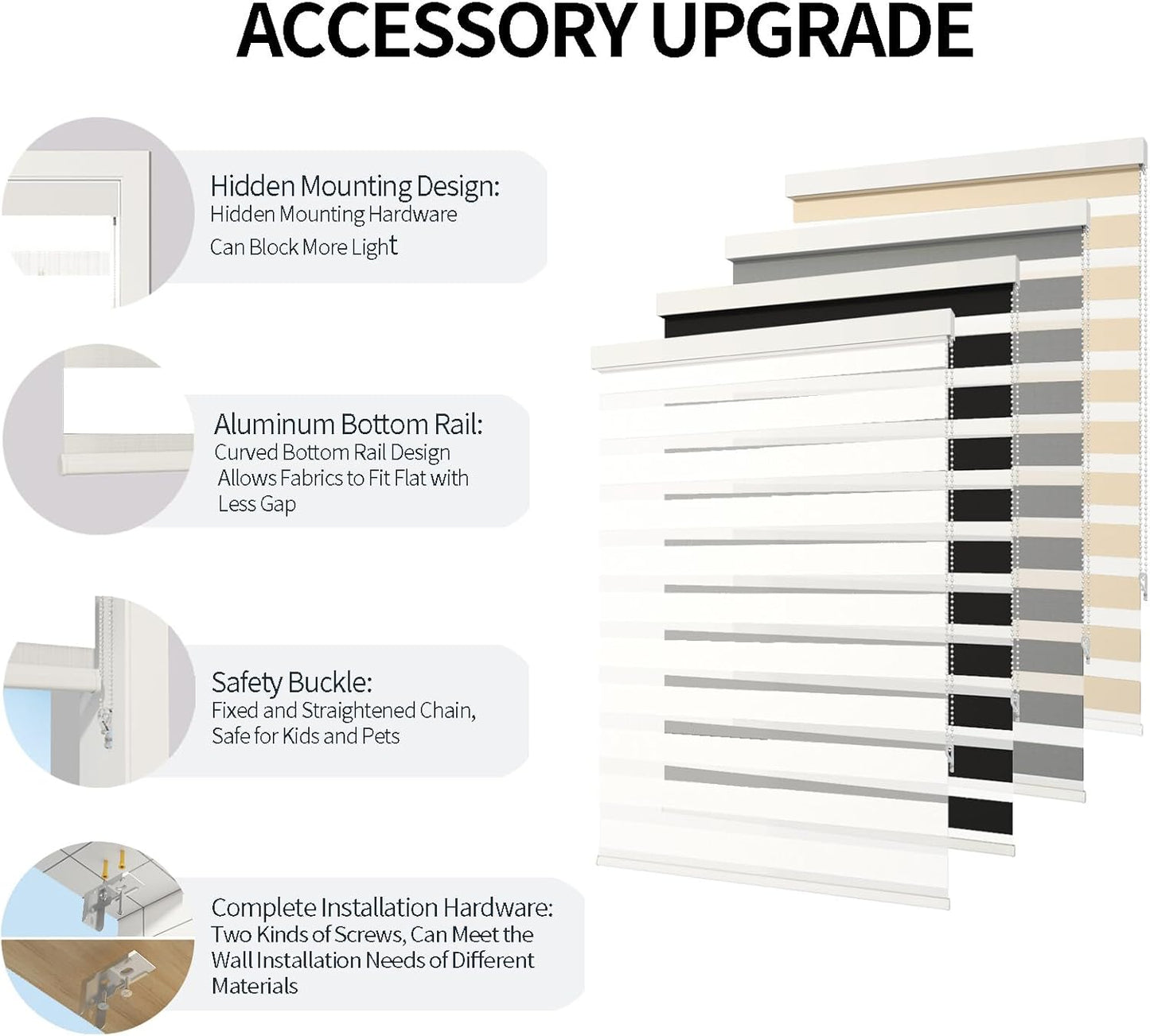 Zebra Blinds for Windows (35" W x 72" H, White) Zebra Roller Window Shades, Corded Dual Layer Light Filtering Privacy for Day and Night, Light Control and Protecting Privacy for Home and Office