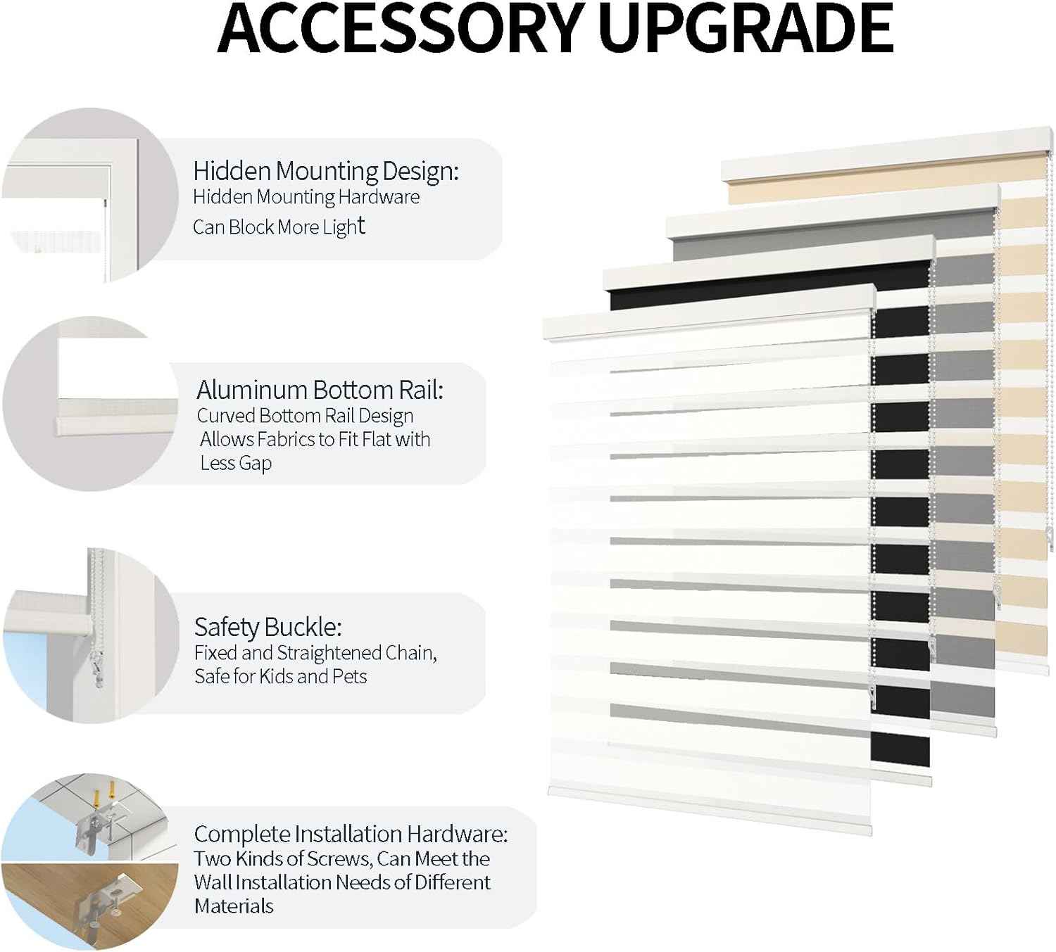 Zebra Blinds for Windows (34" W x 72" H, White) Zebra Roller Window Shades, Corded Dual Layer Light Filtering Privacy for Day and Night, Light Control and Protecting Privacy for Home and Office