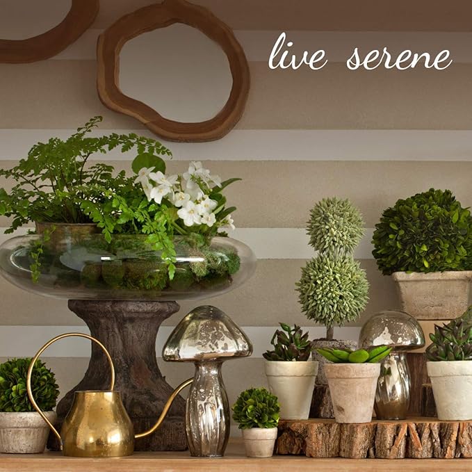 Serene Spaces Living Glazed Ceramic Fishbowl Vase, Set of 4- Centerpiece for Vintage Weddings, Events, Measures 4" Tall and 5" Diameter