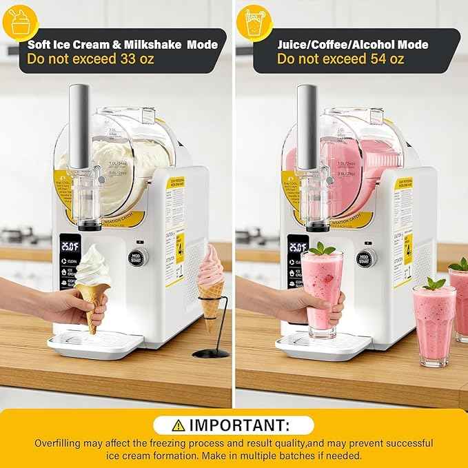 Ice Cream Machine Slushie Machine for Home - Slushy Machine Maker Frozen Drink Maker No Ice Needed Self Cleaning, 5 Preset for Soft Serve Ice Cream, Slushie, Margarita, Frappés, Milkshake
