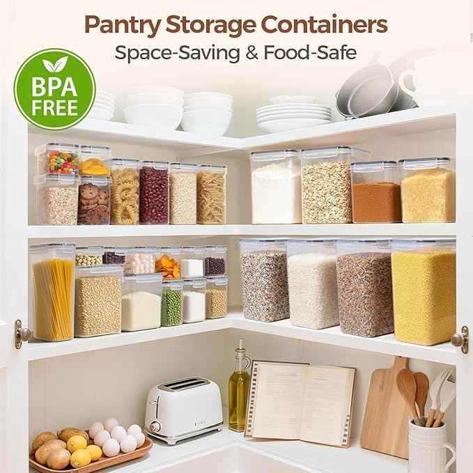 ComSaf Food Storage Containers with Lids Set of 3 (2L/2.1Qt) (1.4L/1.5Qt) (0.8L/0.8Qt), Airtight Food Storage Container, Plastic Canister Sets for Kitchen, Pantry Organizer for Sugar, Cereal and Snack