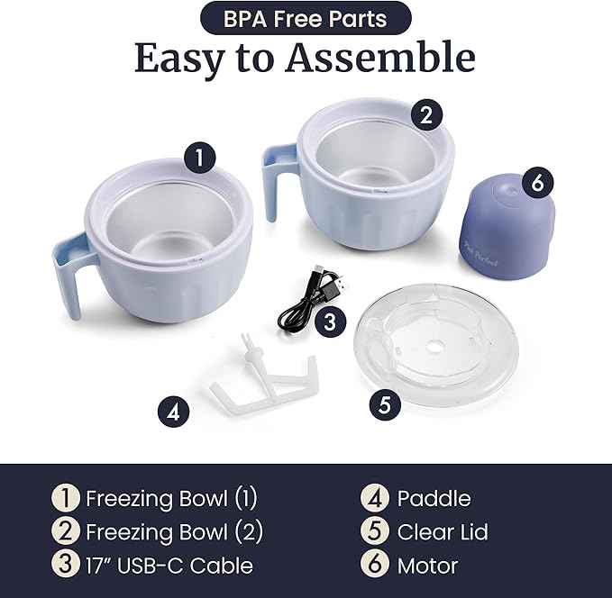Americana by Elite Pint Perfect™ EIM1205DB Ice Cream Maker, 2 x 1 Pint Capacity Dual Freezing Mugs, Frozen Yogurt, Sorbet, Gelato, Recipes, Periwinkle