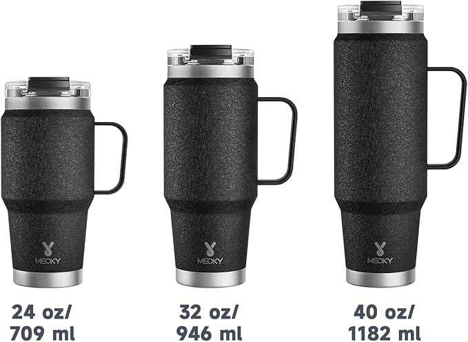 Meoky 32oz Tumbler with Handle, Stainless Steel Travel Mug with 2-in-1 Straw and Sip Lid, Vacuum Insulated Coffee Mug, 100% Leak Proof, Keeps Cold for 24 Hours or Hot for 8 Hours (Night)