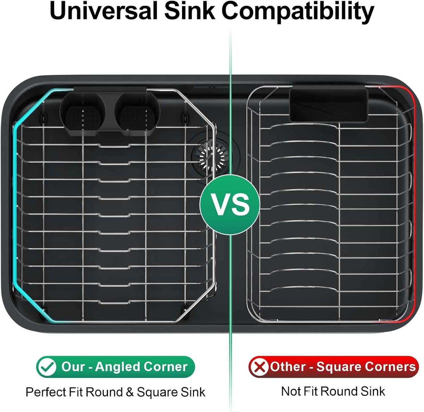 GSlife Small in Sink Dish Drying Rack - Stainless Steel Compact Dish Drainer for RV Kitchen Apartment Sink, Rust Resistant Inside Sink Rack, 1–2 Person Households, 11.6" W x 13.4" L, Silver