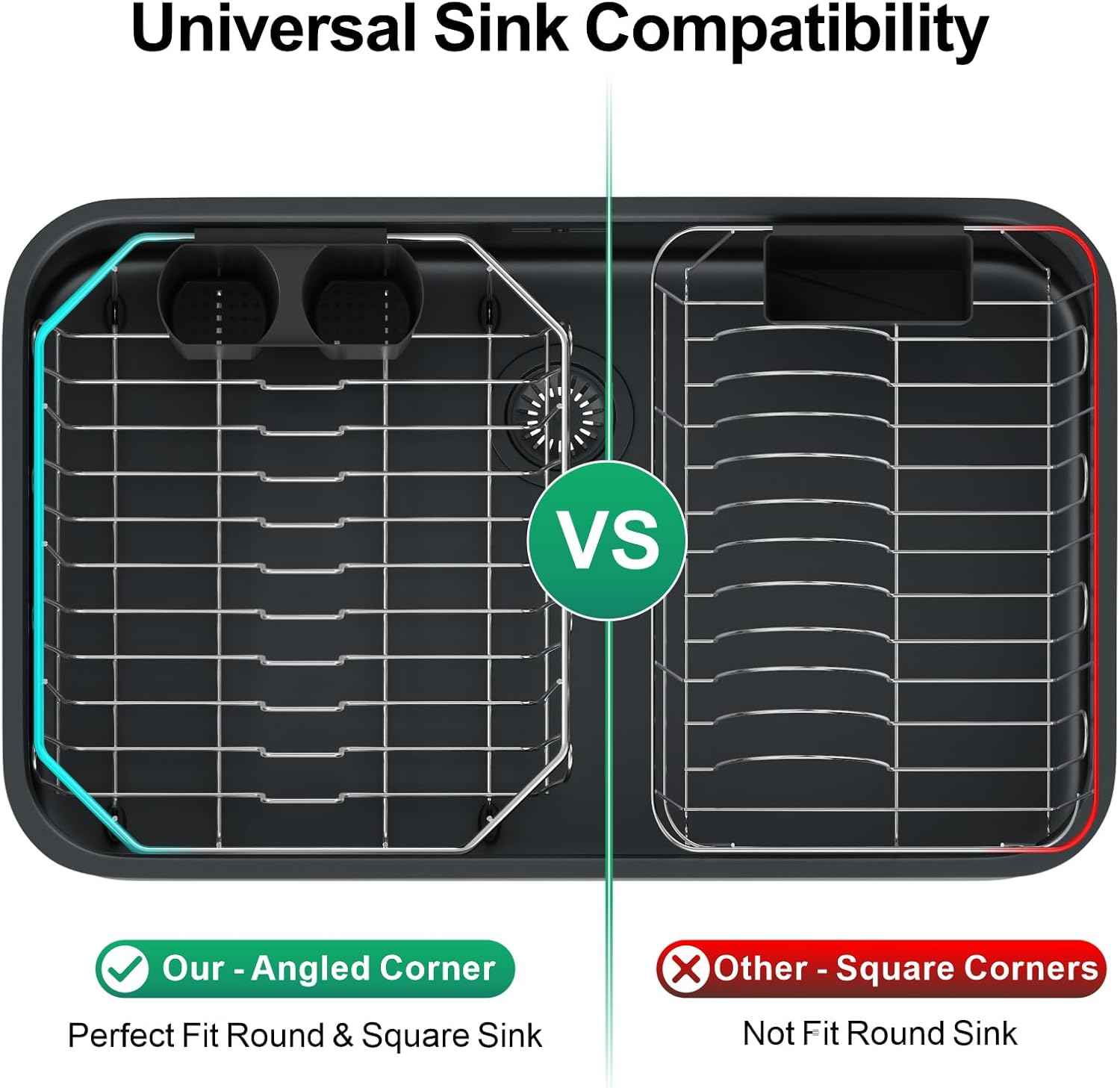 GSlife Small in Sink Dish Drying Rack - Stainless Steel Compact Dish Drainer for RV Kitchen Apartment Sink, Rust Resistant Inside Sink Rack, 1–2 Person Households, 11.6" W x 13.4" L, Silver