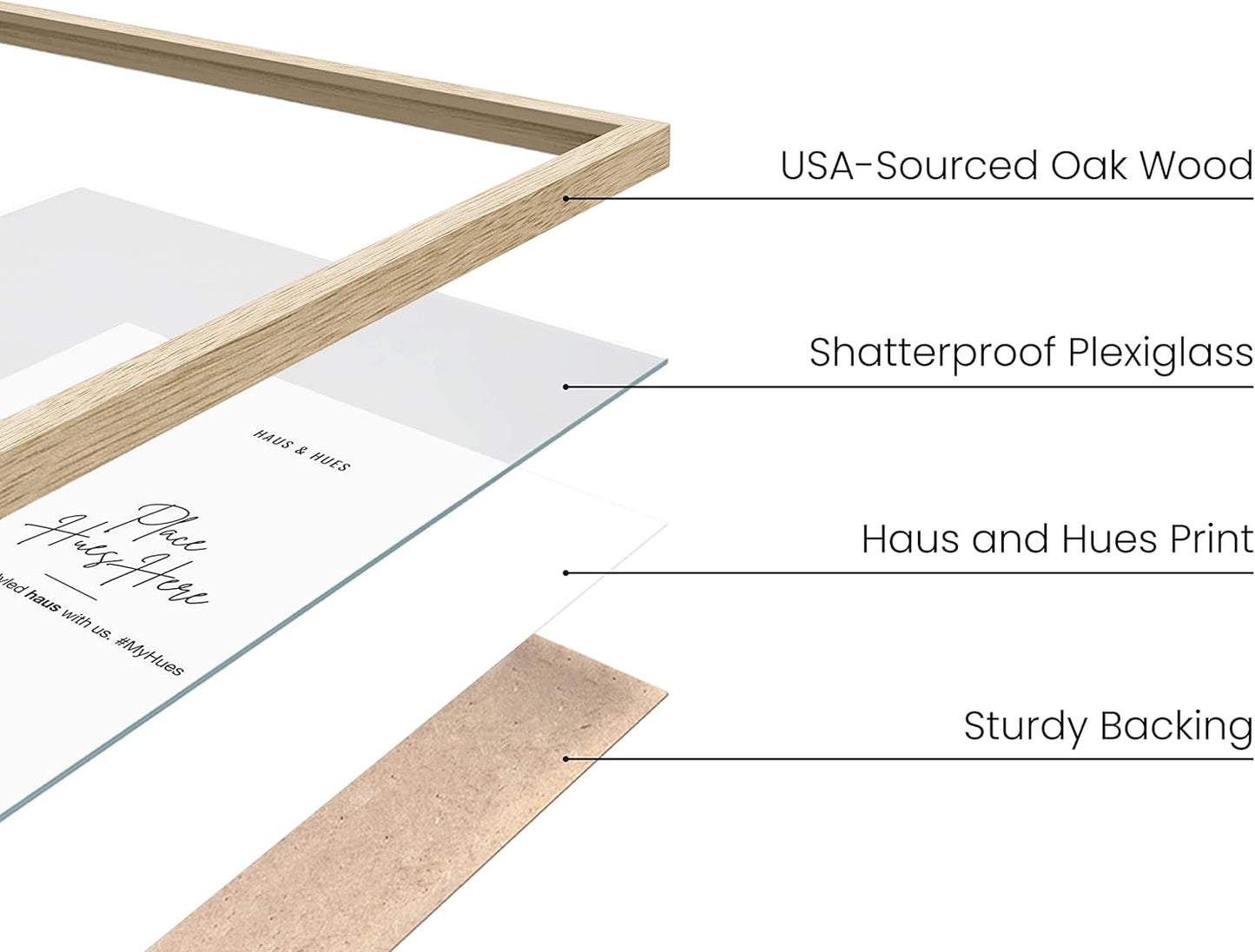 HAUS AND HUES 11"x14" Beige Oak Wood Frames Set of 6-11x14 Poster Frame, 11x14 Picture Frame Set of 6, 11 x 14 Frame Art, Wood Wall Art Frames