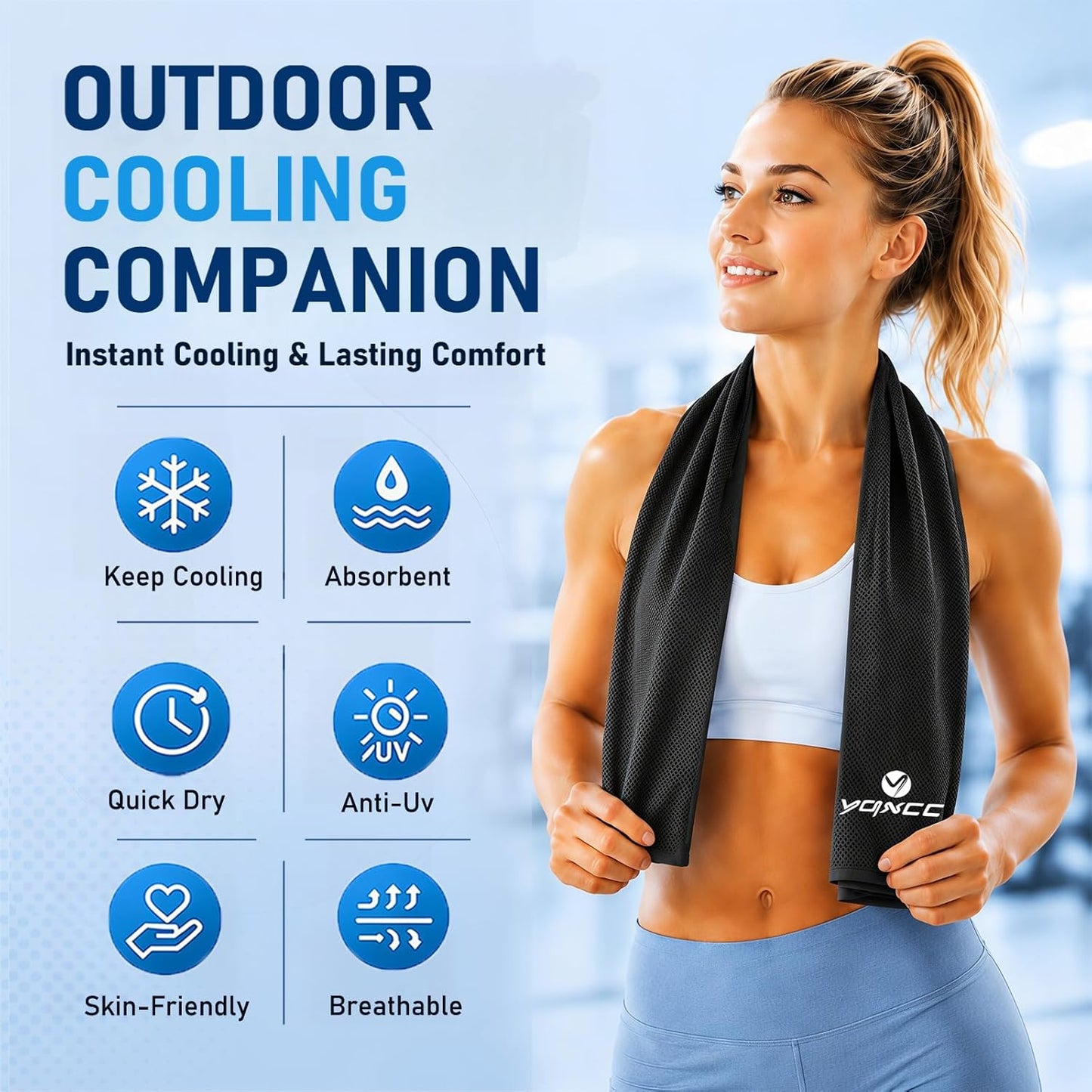 YQXCC 4 Pack Cooling Towels 40"x12", Microfiber Ice Towels for Neck & Face, Soft Breathable Cool Rags for Gym Yoga Golf Running Camping Hot Weather