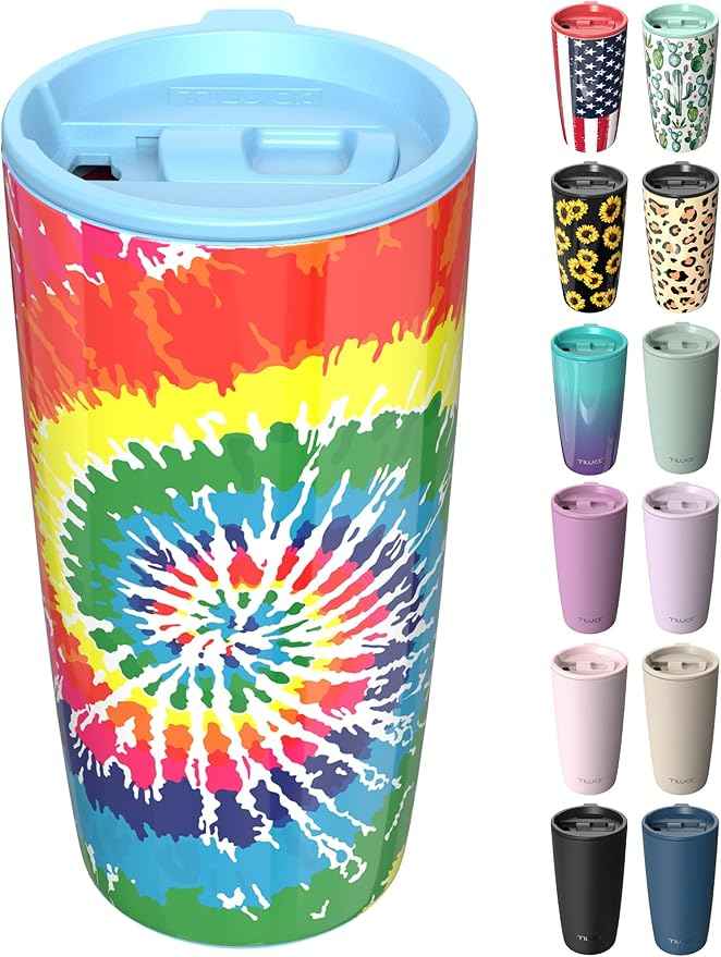 TILUCK 20 oz Insulated Tumbler with BPA-Free Lid, Stainless Steel Vacuum Travel Coffee Mug, Double Wall Coffee Tumbler（20oz，RotatingRainbow）