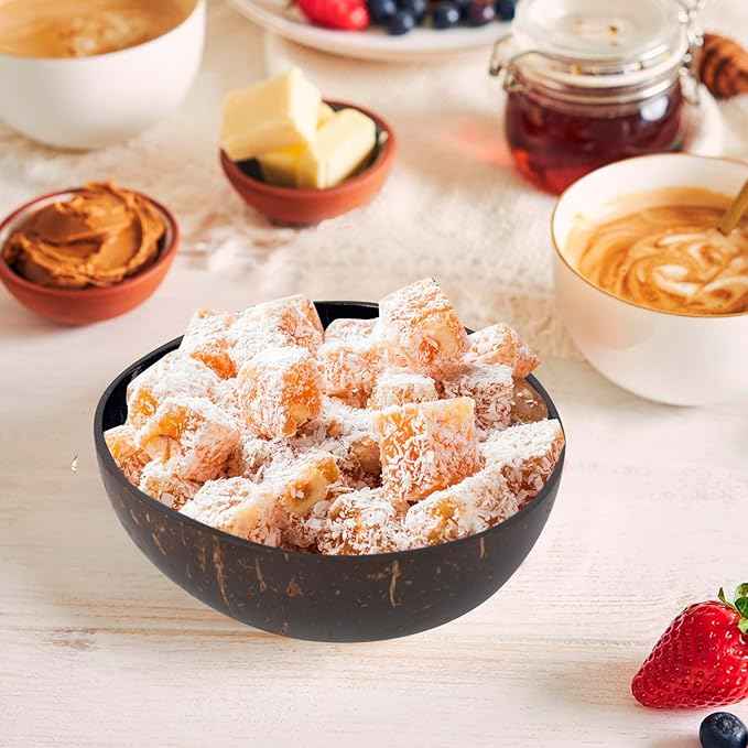 ChezMax Natural Coconut Bowl Mother of Pearl Inlaid Shell Bowls Key Bowl for Entryway Table Candy Container Nuts Holder Fruits & Dry Snack Storage Bowl Round Handcrafted Bowl for Decoration