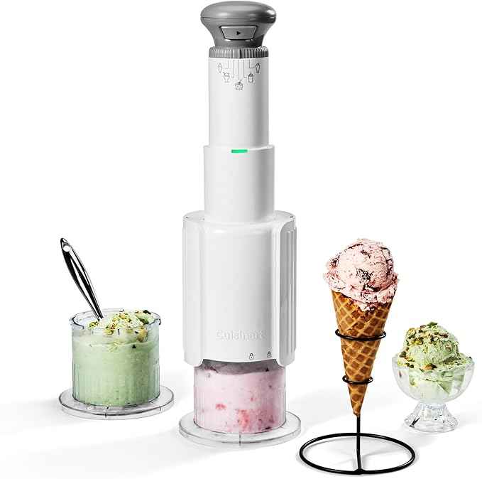 Cuisinart Ice Cream Maker – Cuisinart Fast Freeze MAX 5-in-1 Ice Cream, Milkshakes, Slushies, Sorbets and Mix-Ins, Freeze Wand, Two Large 1-Pint Mixing Cups with Lids, Easy to Clean, ICE-FD50