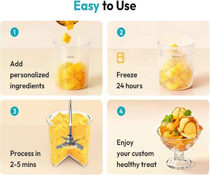 Rellytech Homemade Ice Cream Maker Machine - 12-in-1 Ice Cream Maker with 2 Pint Containers & Lids, Gelato, Sorbet and Frozen Yogurt Maker, Self-Cleaning, Pre-freeze for 24 Hours