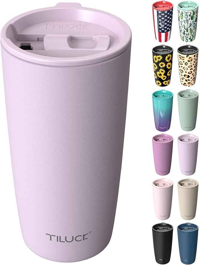 TILUCK 20 oz Insulated Tumbler with BPA-Free Lid, Stainless Steel Vacuum Travel Coffee Mug, Double Wall Coffee Tumbler（20oz，Matte LightPurple）