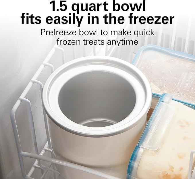 Hamilton Beach Electric Automatic Ice Cream Maker, Frozen Yogurt, Sorbet, Custard, 1.5 quart, White (68880)